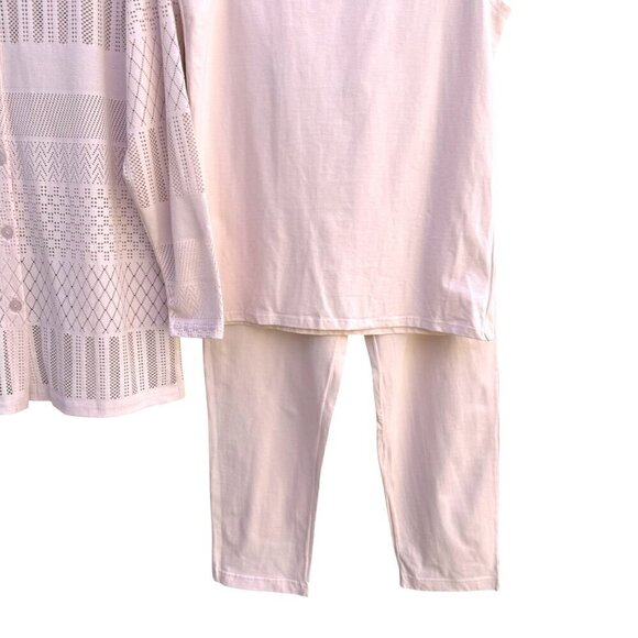 Fashion Formulas Pink Sheer Button Blouse Sleeveless Top Pants 3 Piece Set New S - Picture 11 of 16